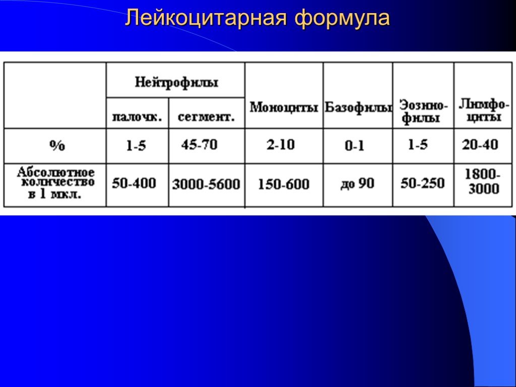 Лейкоцитарная формула фото