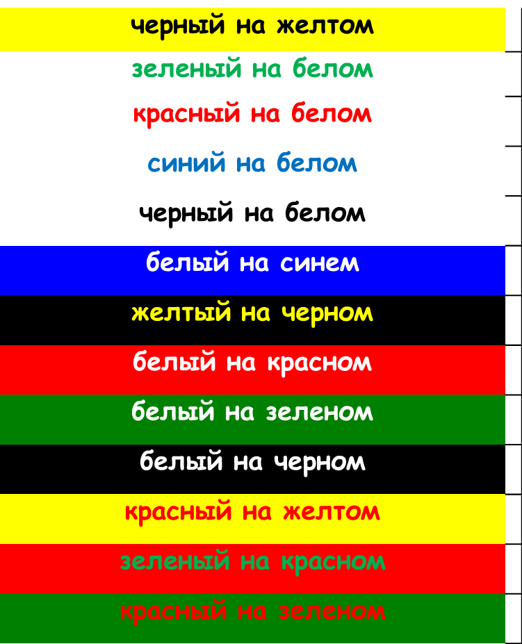 Сочетание цвета шрифта и фона. Сочетание цветов текста и фона. Сочетание цветов в тексте. Цвет фона и цвет текста.