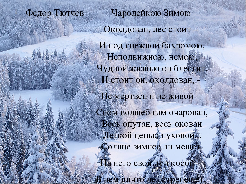 Стихотворение тютчева чародейкою зимою. Фёдор Иванович Тютчев Чародейкою зимою. Фёдор Тютчев стих Чародейкою зимою. Чародейкою зимой стихотворение Тютчева. Чародейка зима Федор Тютчев.