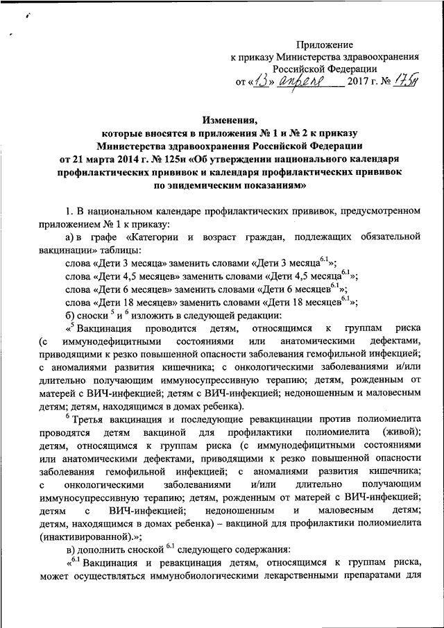 Приказ мз рф 2014. Приложение к приказу Министерства здравоохранения РФ. Приложение 2 к приказу Министерства. Приказ 175н. Приказ 175 от 13.04.17.