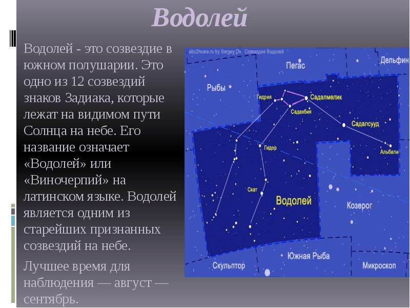 Созвездие водолея презентация