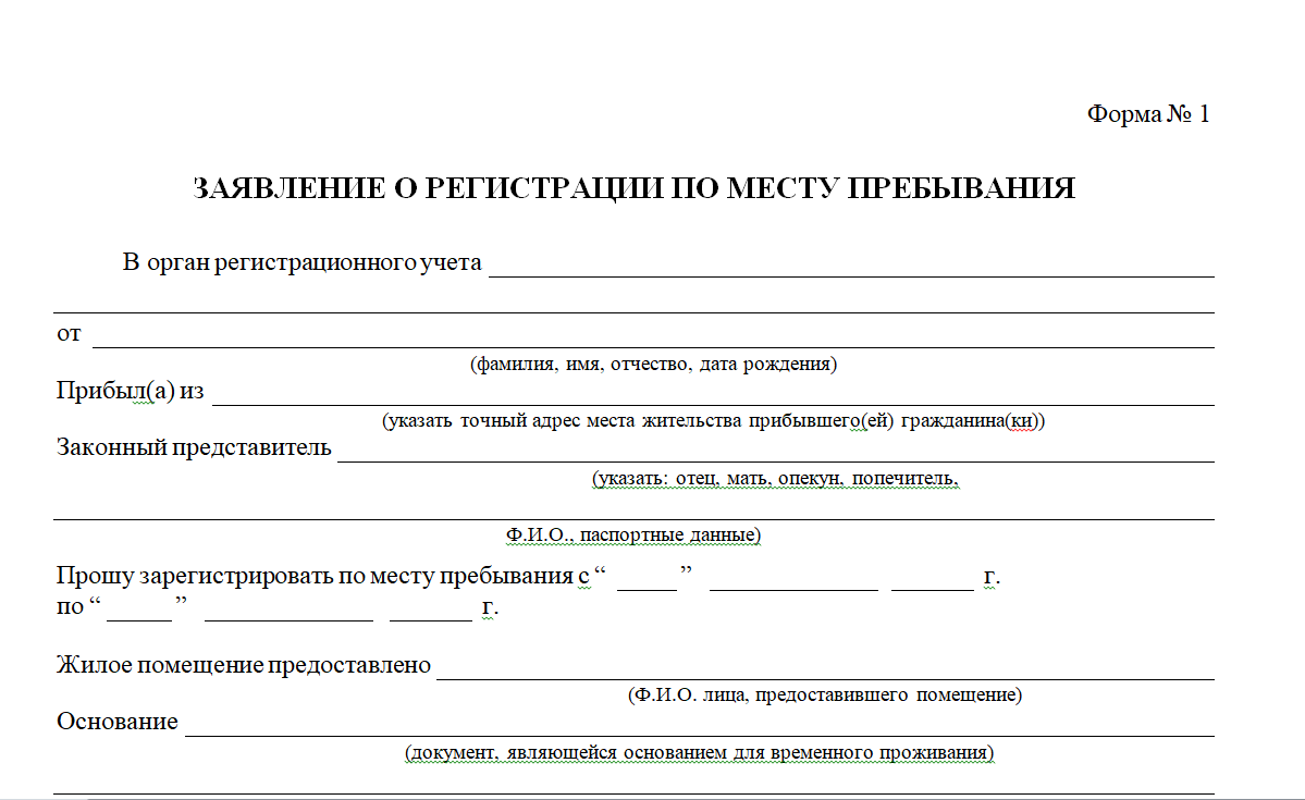 Образец заявления для прописки в квартиру от владельцев